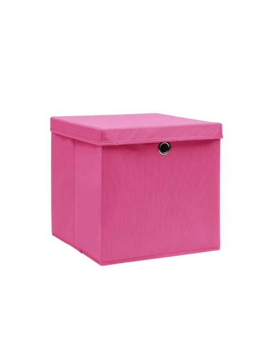 Úložné boxy s víky 10 ks 28 x 28 x 28 cm růžové