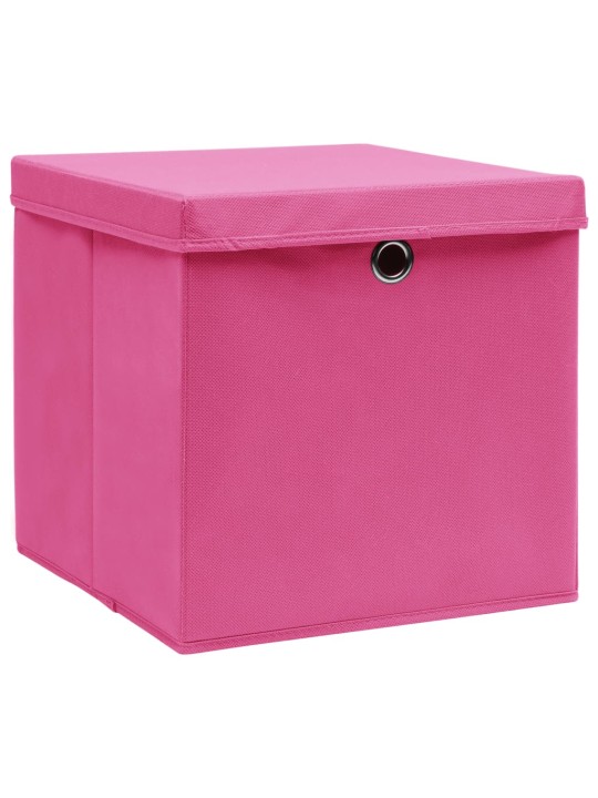 Úložné boxy s víky 10 ks 28 x 28 x 28 cm růžové