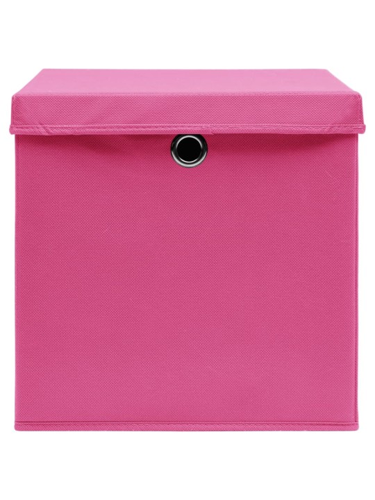 Úložné boxy s víky 10 ks 28 x 28 x 28 cm růžové