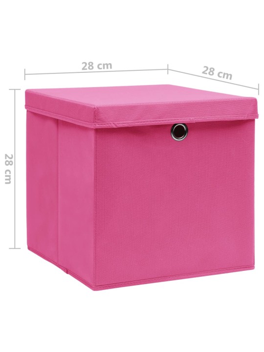 Úložné boxy s víky 10 ks 28 x 28 x 28 cm růžové