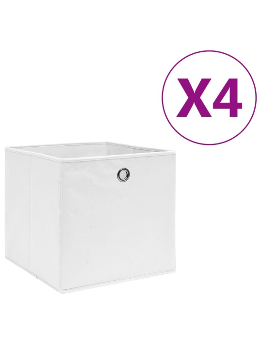 Úložné boxy 4 ks netkaná textilie 28 x 28 x 28 cm bílé