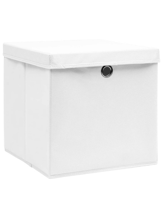 Úložné boxy s víky 4 ks 28 x 28 x 28 cm bílé