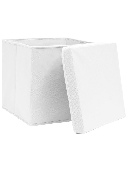 Úložné boxy s víky 4 ks 28 x 28 x 28 cm bílé