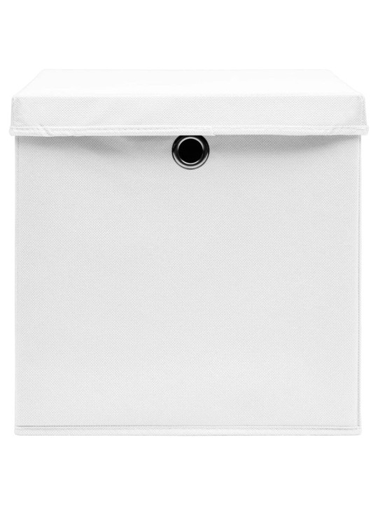 Úložné boxy s víky 4 ks 28 x 28 x 28 cm bílé