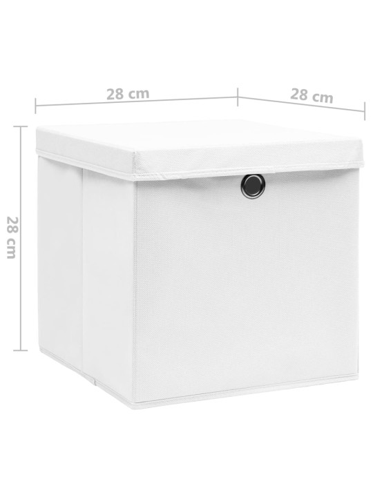 Úložné boxy s víky 4 ks 28 x 28 x 28 cm bílé