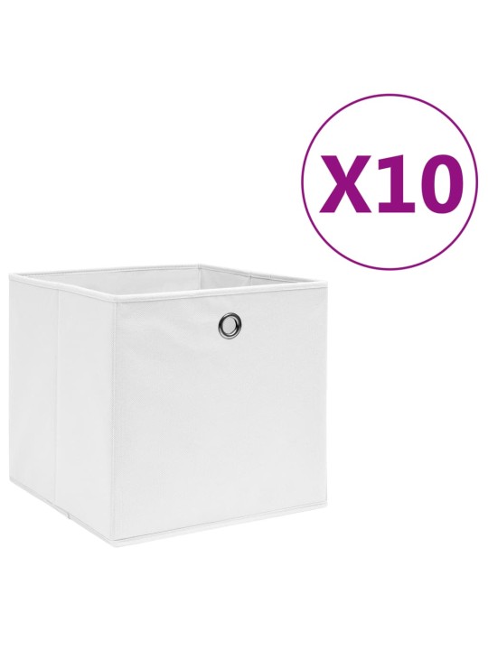 Úložné boxy 10 ks netkaná textilie 28 x 28 x 28 cm bílé