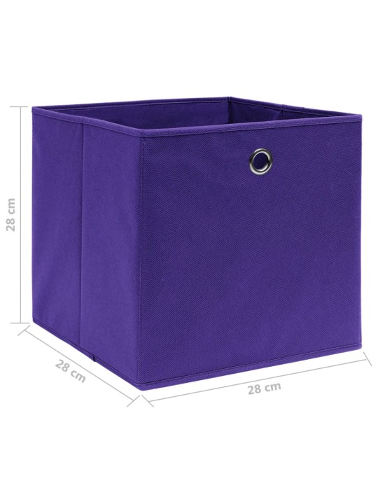 Úložné boxy 10 ks netkaná textilie 28 x 28 x 28 cm fialové