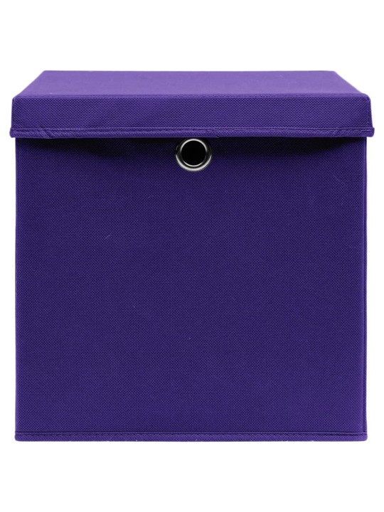Úložné boxy s víky 10 ks 28 x 28 x 28 cm fialové
