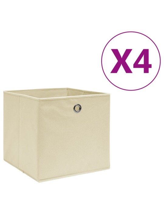Úložné boxy 4 ks netkaná textilie 28 x 28 x 28 cm krémové