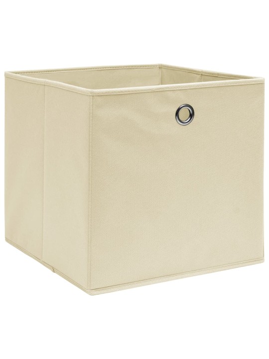 Úložné boxy 10 ks netkaná textilie 28 x 28 x 28 cm krémové