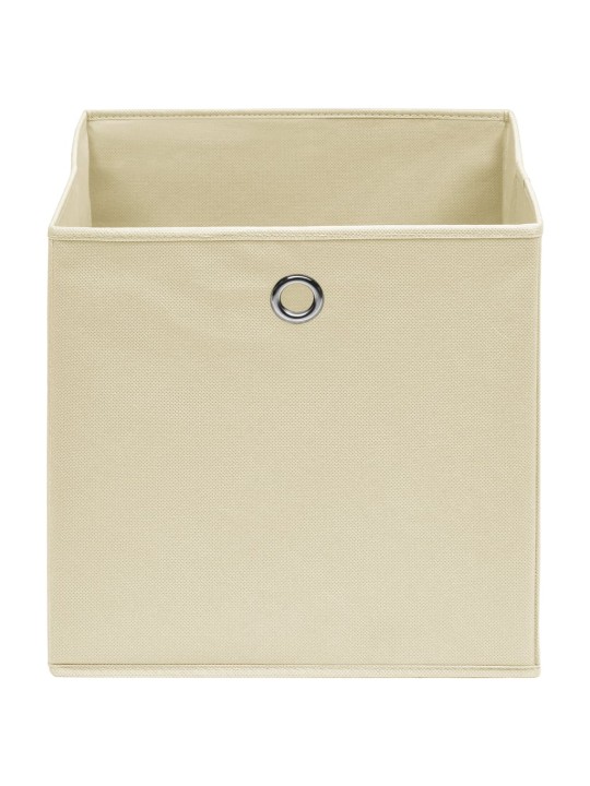 Úložné boxy 10 ks netkaná textilie 28 x 28 x 28 cm krémové