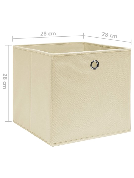 Úložné boxy 10 ks netkaná textilie 28 x 28 x 28 cm krémové