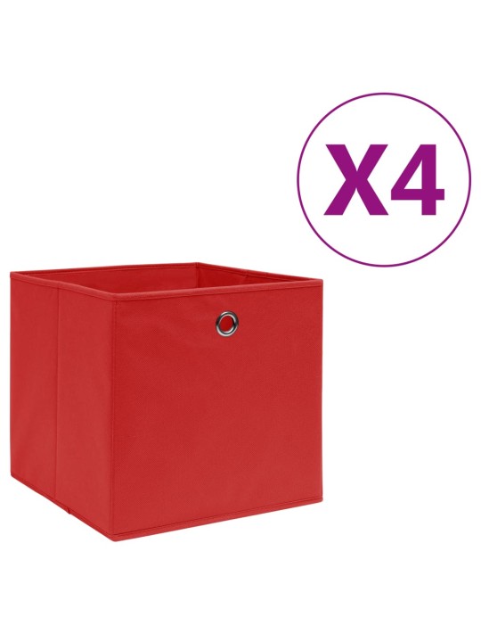 Úložné boxy 4 ks netkaná textilie 28 x 28 x 28 cm červené