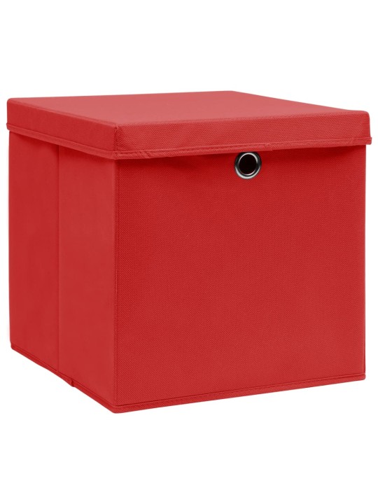 Úložné boxy s víky 4 ks 28 x 28 x 28 cm červené