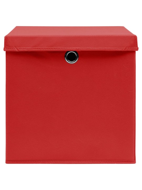 Úložné boxy s víky 4 ks 28 x 28 x 28 cm červené