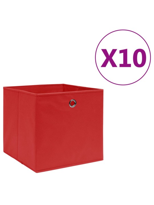 Úložné boxy 10 ks netkaná textilie 28 x 28 x 28 cm červené
