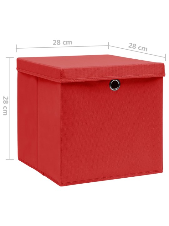 Úložné boxy s víky 10 ks 28 x 28 x 28 cm červené