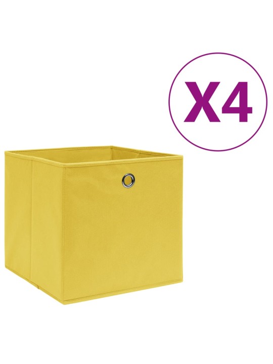 Úložné boxy 4 ks netkaná textilie 28 x 28 x 28 cm žluté