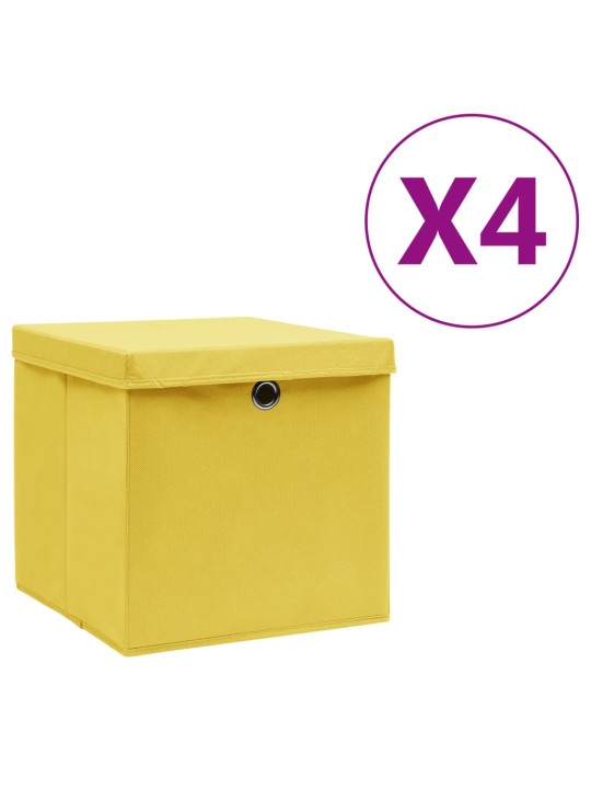 Úložné boxy s víky 4 ks 28 x 28 x 28 cm žluté