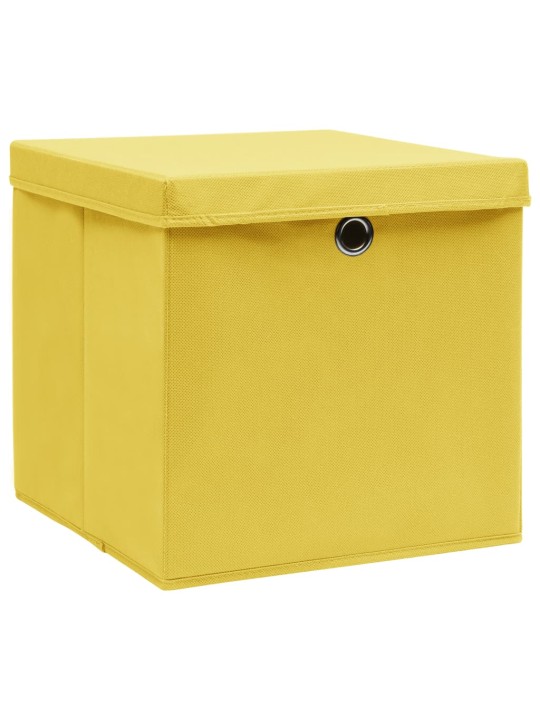 Úložné boxy s víky 4 ks 28 x 28 x 28 cm žluté