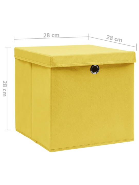Úložné boxy s víky 4 ks 28 x 28 x 28 cm žluté