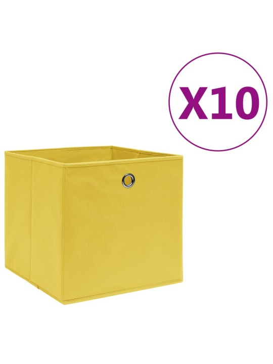 Úložné boxy 10 ks netkaná textilie 28 x 28 x 28 cm žluté