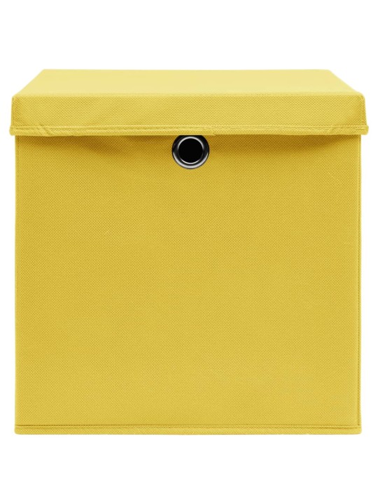 Úložné boxy s víky 10 ks 28 x 28 x 28 cm žluté