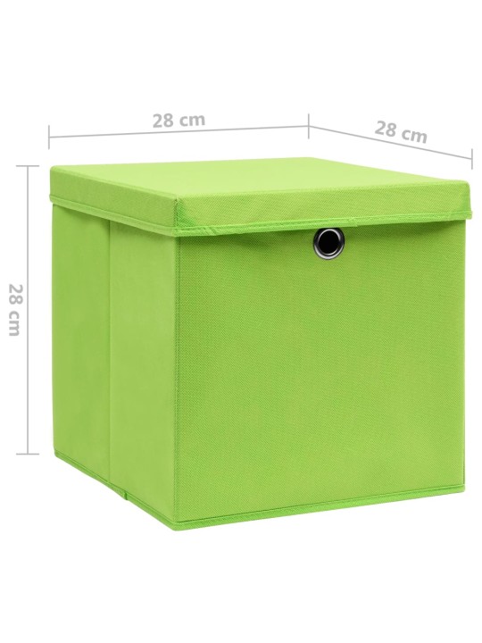 Úložné boxy s víky 4 ks 28 x 28 x 28 cm zelené