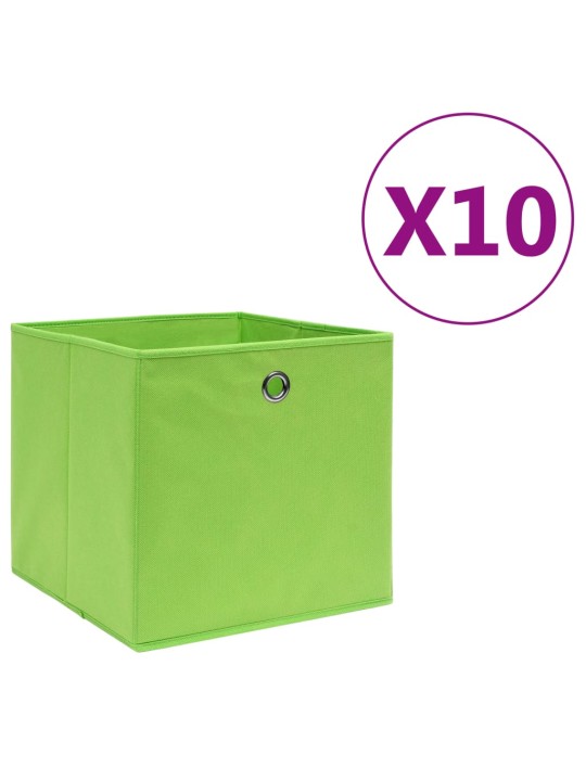 Úložné boxy 10 ks netkaná textilie 28 x 28 x 28 cm zelené