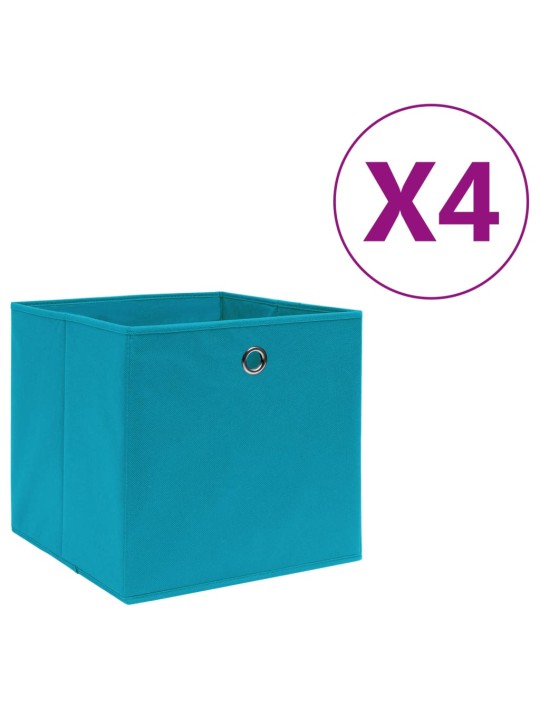 Úložné boxy 4 ks netkaná textilie 28 x 28 x 28 cm bledě modré