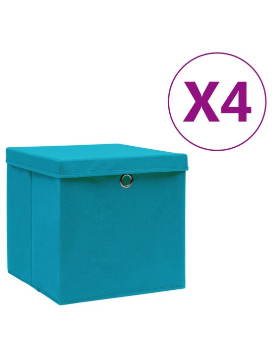 Úložné boxy s víky 4 ks 28 x 28 x 28 cm bledě modré