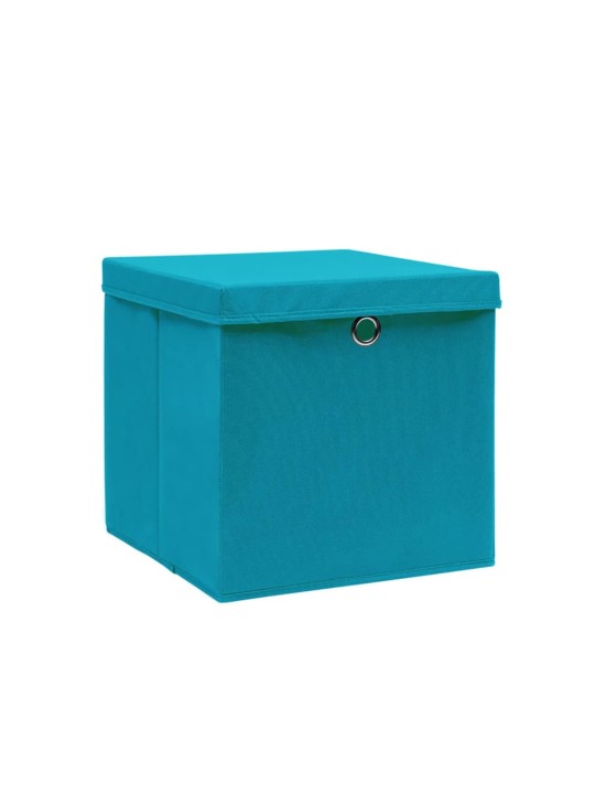 Úložné boxy s víky 4 ks 28 x 28 x 28 cm bledě modré