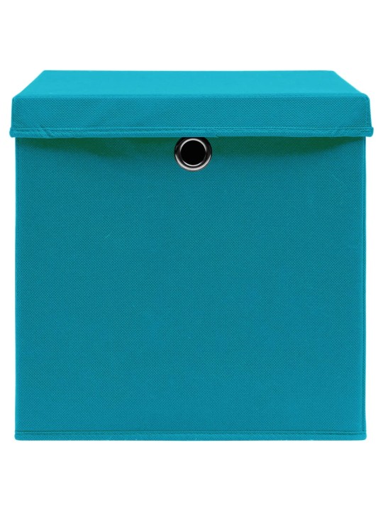 Úložné boxy s víky 4 ks 28 x 28 x 28 cm bledě modré