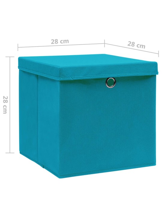 Úložné boxy s víky 4 ks 28 x 28 x 28 cm bledě modré