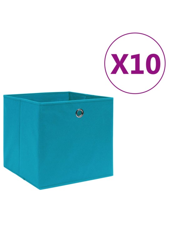 Úložné boxy 10 ks netkaná textilie 28 x 28 x 28 cm bledě modré