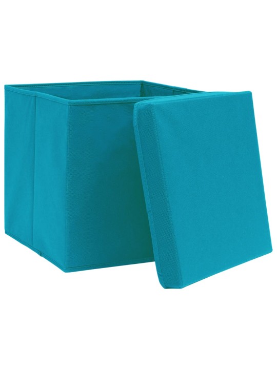 Úložné boxy s víky 10 ks 28 x 28 x 28 cm bledě modré