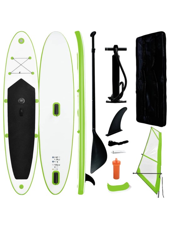Nafukovací stand up paddleboard s plachtou zeleno-bílý