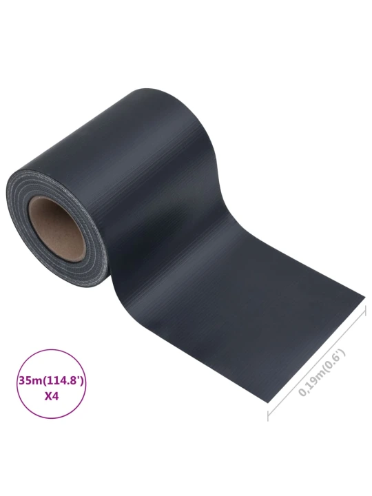 Stínící plotová fólie 4 ks PVC 35 x 0,19 m matná tmavě šedá