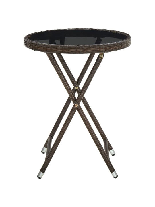 Čajový stolek hnědý 60 cm polyratan a tvrzené sklo