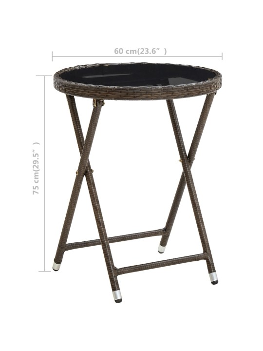 Čajový stolek hnědý 60 cm polyratan a tvrzené sklo