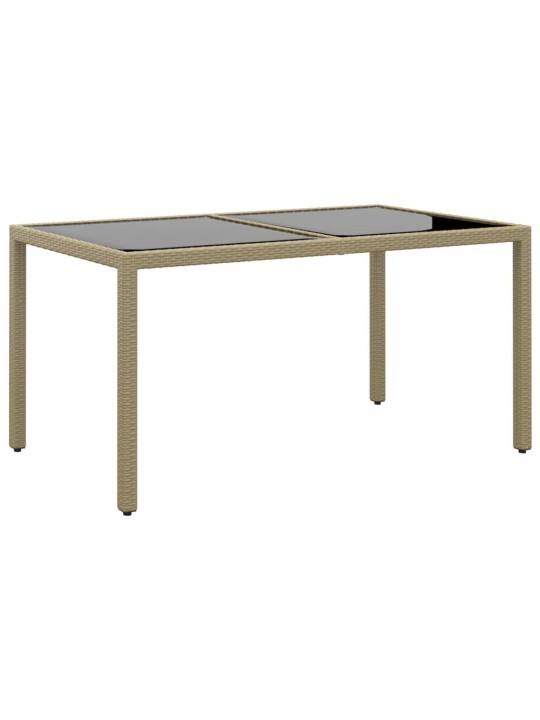 Zahradní stůl 150 x 90 x 75 cm tvrzené sklo a polyratan béžový
