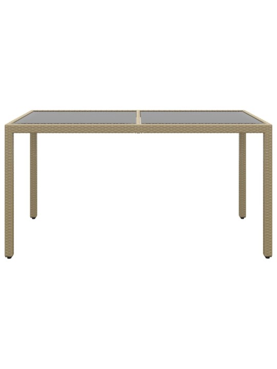Zahradní stůl 150 x 90 x 75 cm tvrzené sklo a polyratan béžový