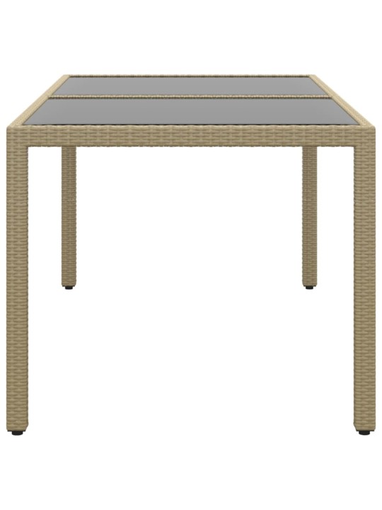 Zahradní stůl 150 x 90 x 75 cm tvrzené sklo a polyratan béžový