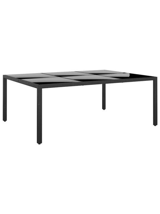 Zahradní stůl 200 x 150 x 75 cm tvrzené sklo a polyratan černý