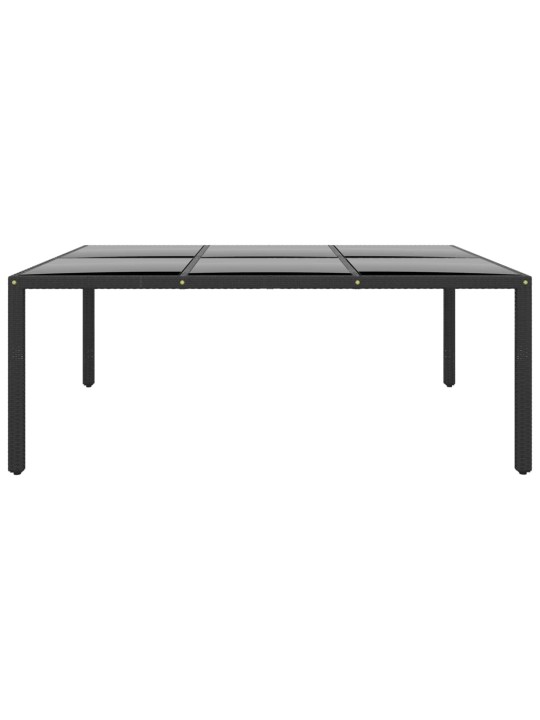 Zahradní stůl 200 x 150 x 75 cm tvrzené sklo a polyratan černý