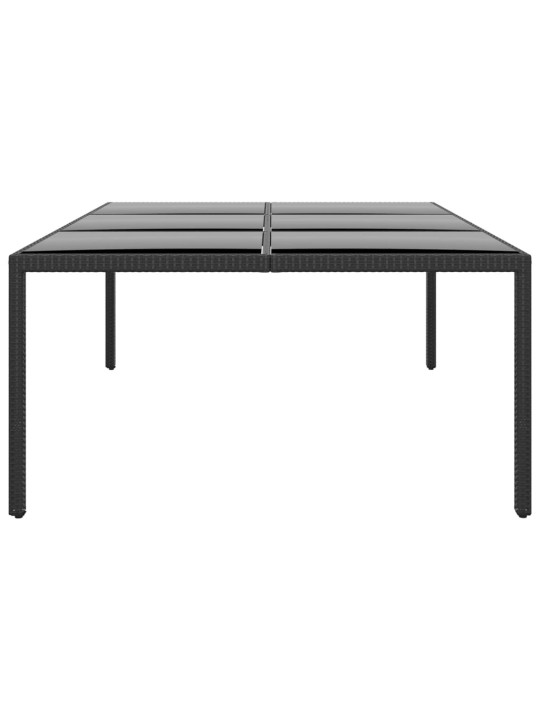 Zahradní stůl 200 x 150 x 75 cm tvrzené sklo a polyratan černý