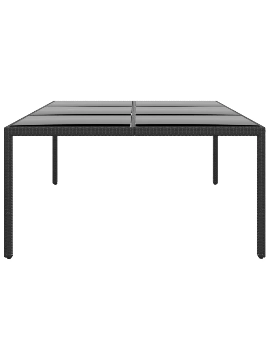 Zahradní stůl 200 x 150 x 75 cm tvrzené sklo a polyratan černý