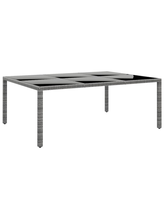 Zahradní stůl 200 x 150 x 75 cm tvrzené sklo a polyratan šedý