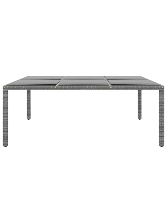 Zahradní stůl 200 x 150 x 75 cm tvrzené sklo a polyratan šedý