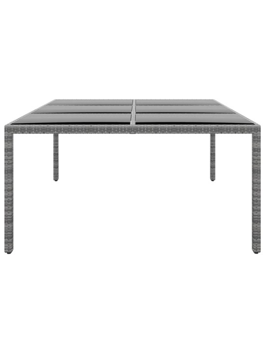 Zahradní stůl 200 x 150 x 75 cm tvrzené sklo a polyratan šedý